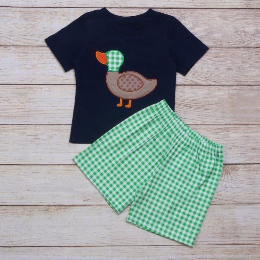 Boutique Duck Mallard Boys Shorts Outfit Set
